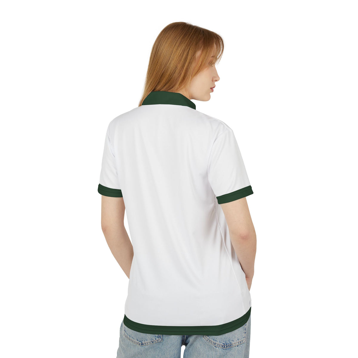White & Green Trim Polo Shirt