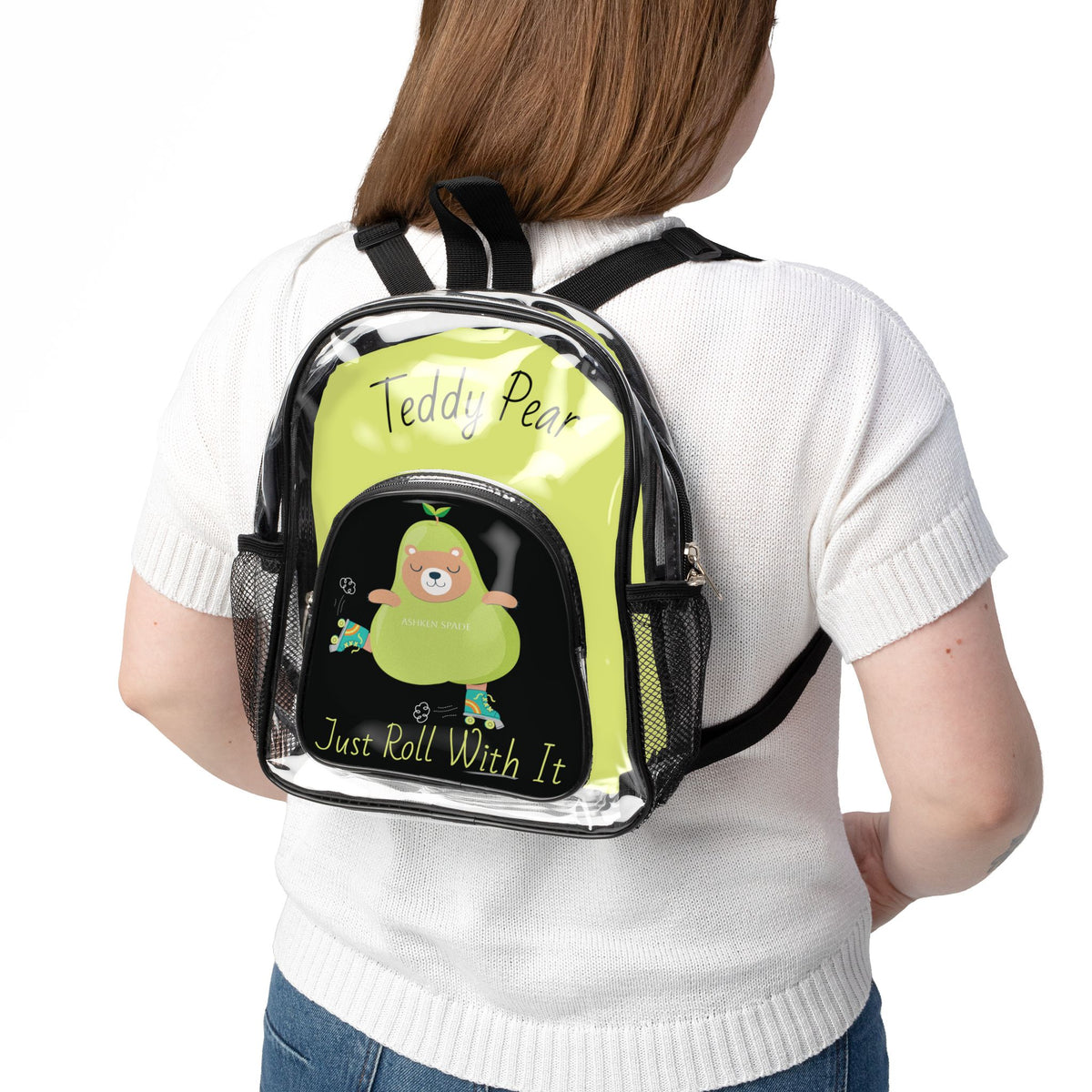 Teddy Pear "Just Roll With It" Clear Backpack