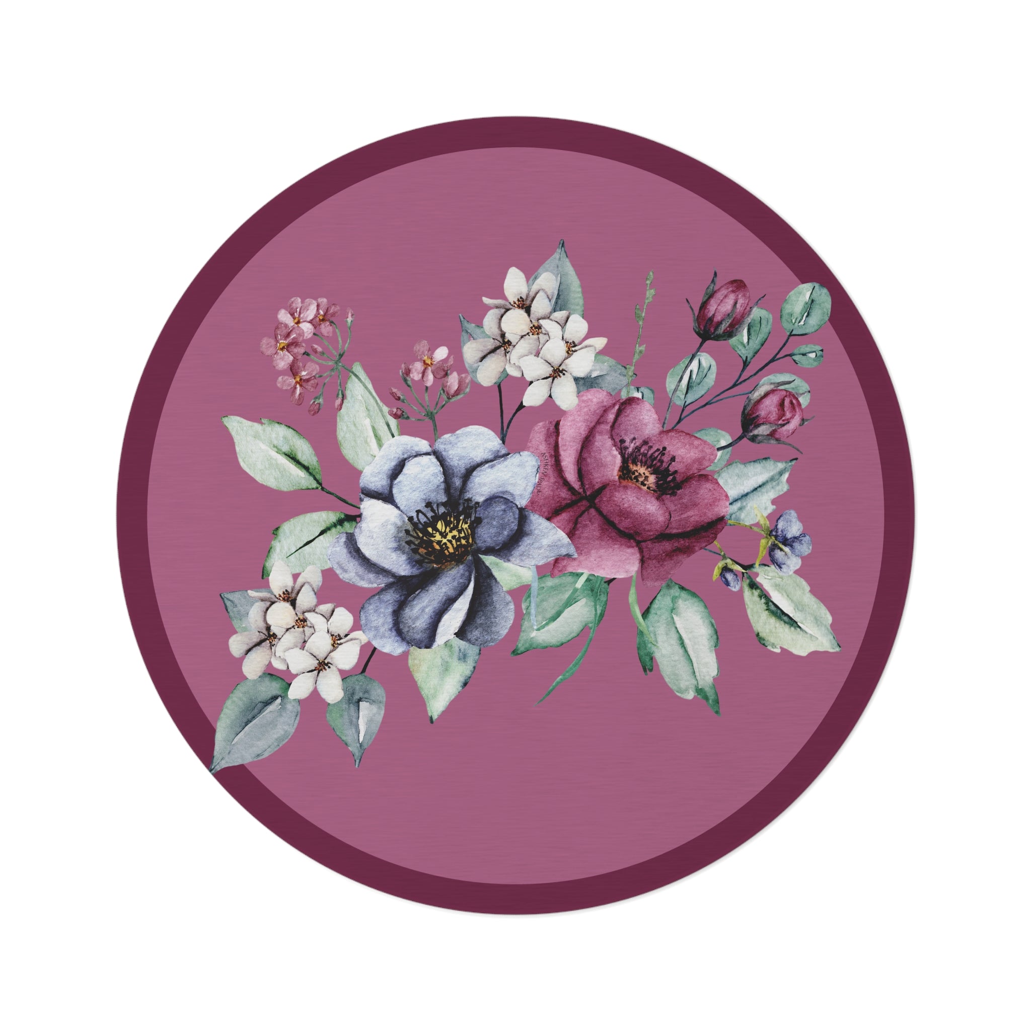 Floral Watercolor Round Rug
