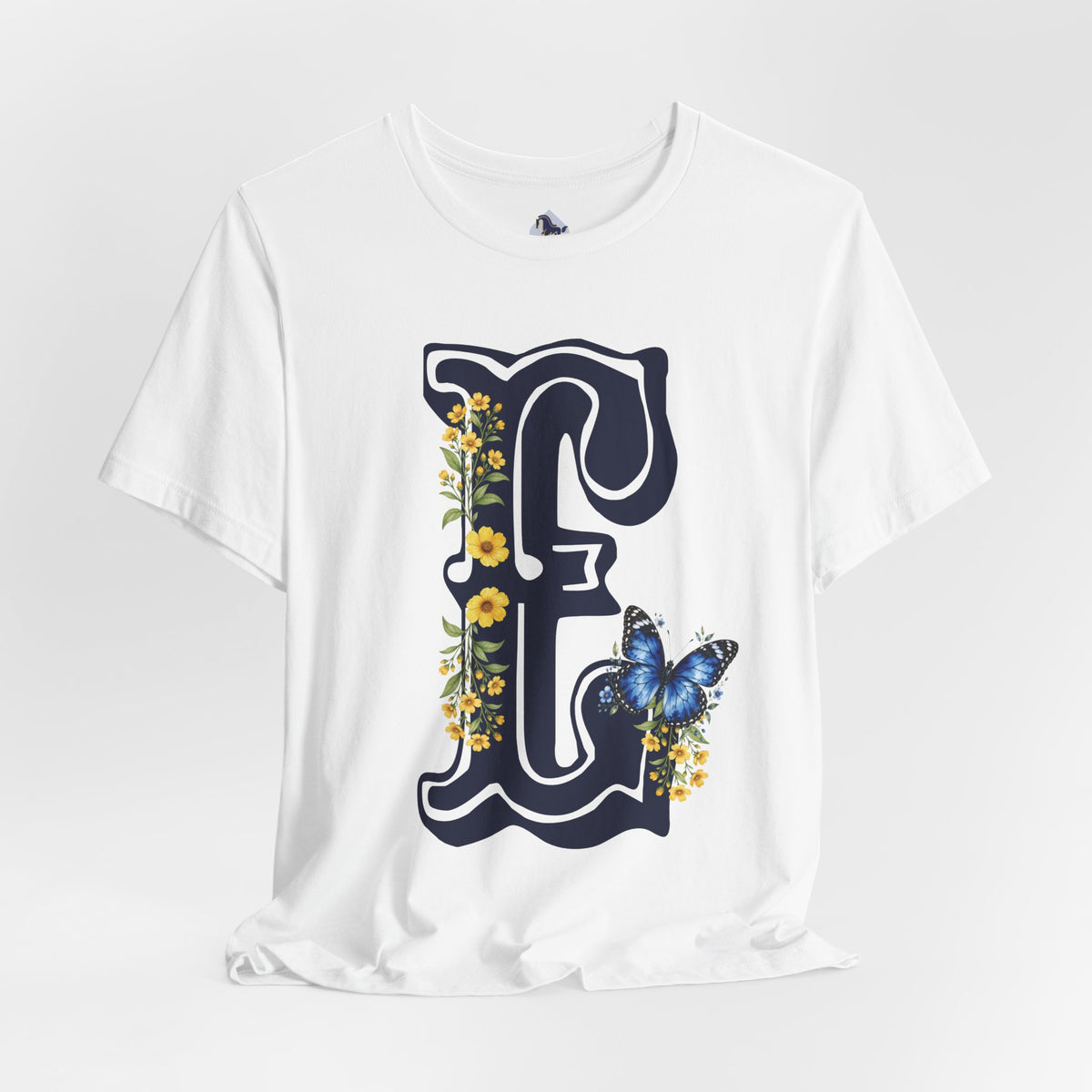 Floral Monogram E Letter T-Shirt