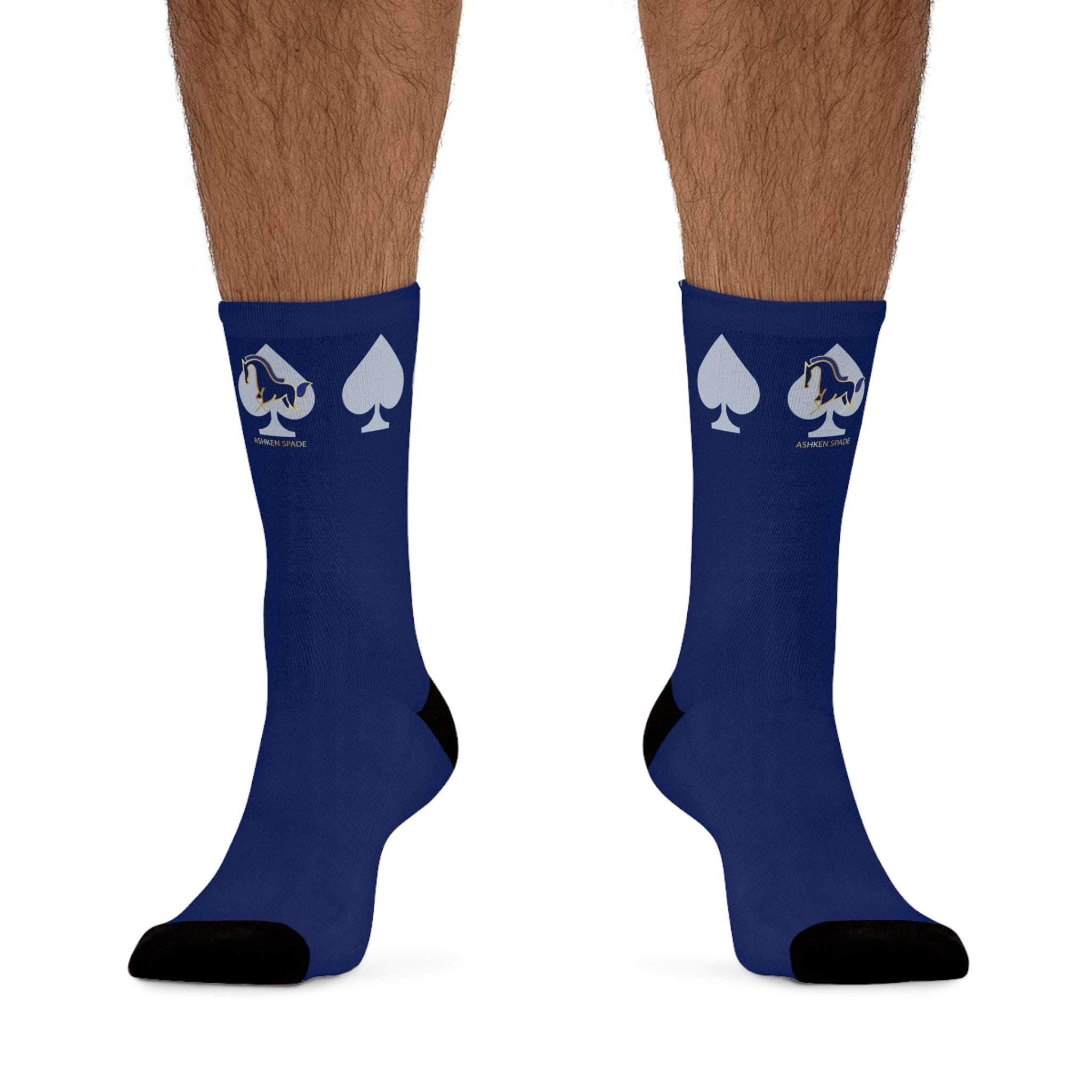 Navy ASHKEN Spade Pattern Unisex Socks