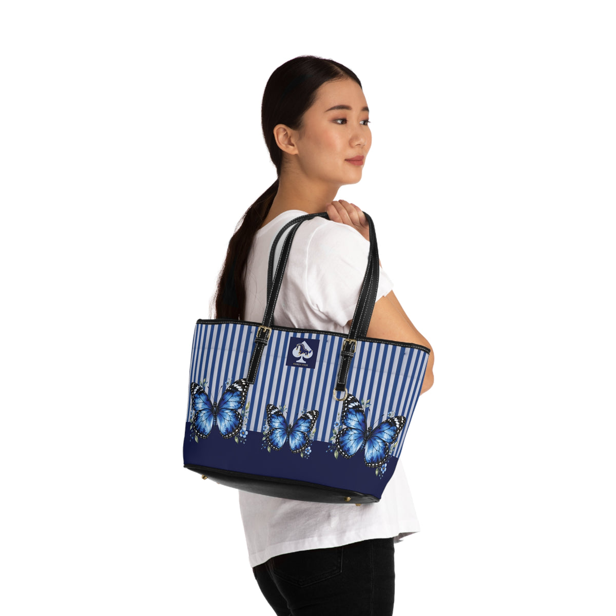 Blue Butterfly PU Leather Shoulder Bag