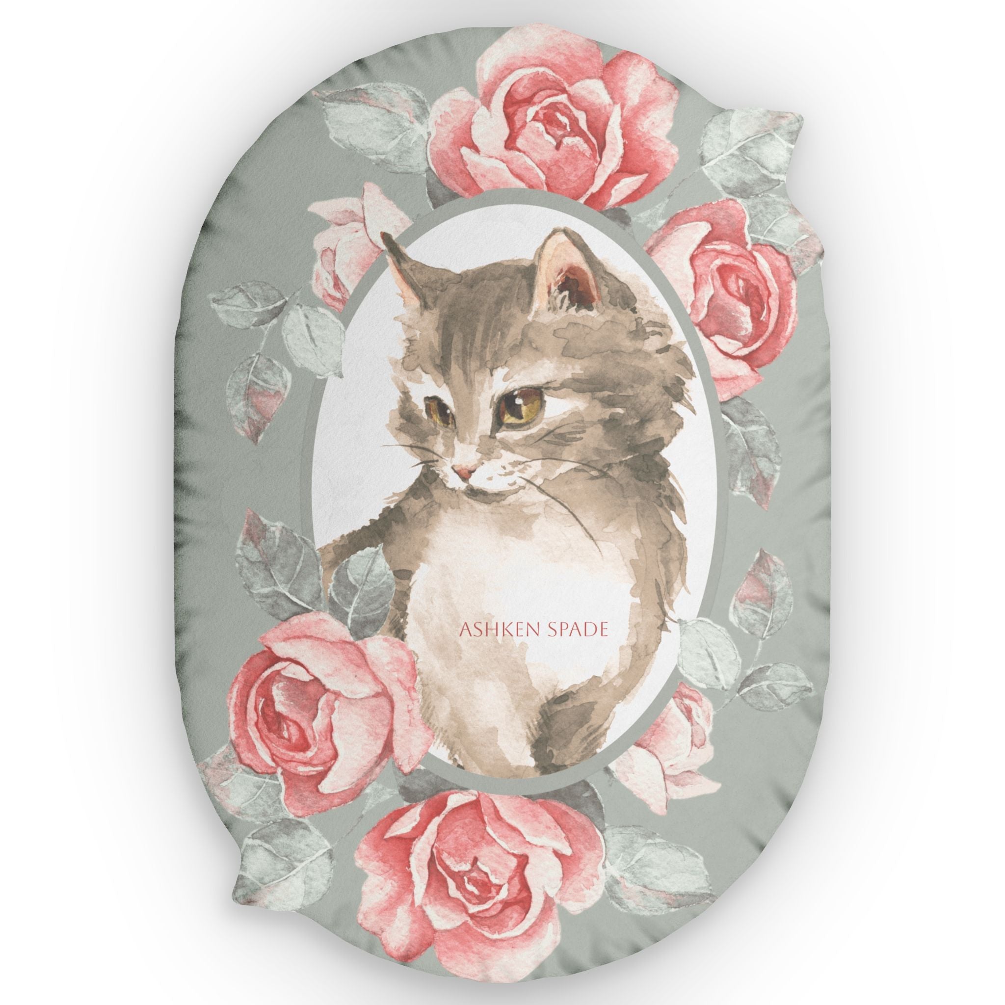 Cat With floral Wreath Shaped Pillow