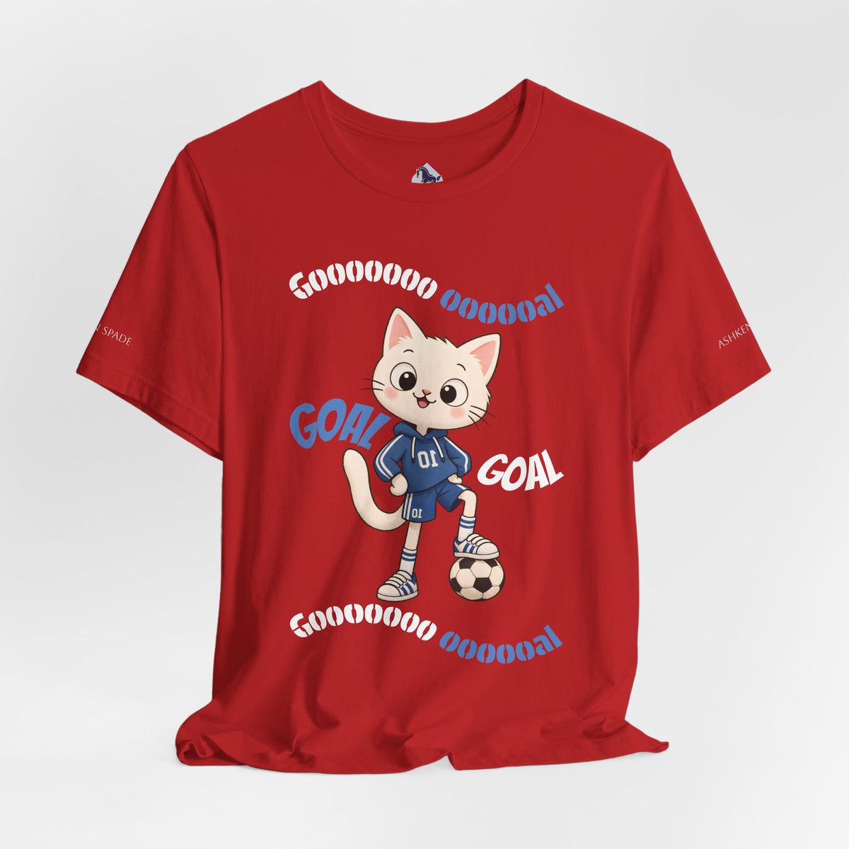 Soccer Cat T-Shirt — Cute 'Goal! Gooooal' Kids & Youth Soccer Tee (Custom Name)
