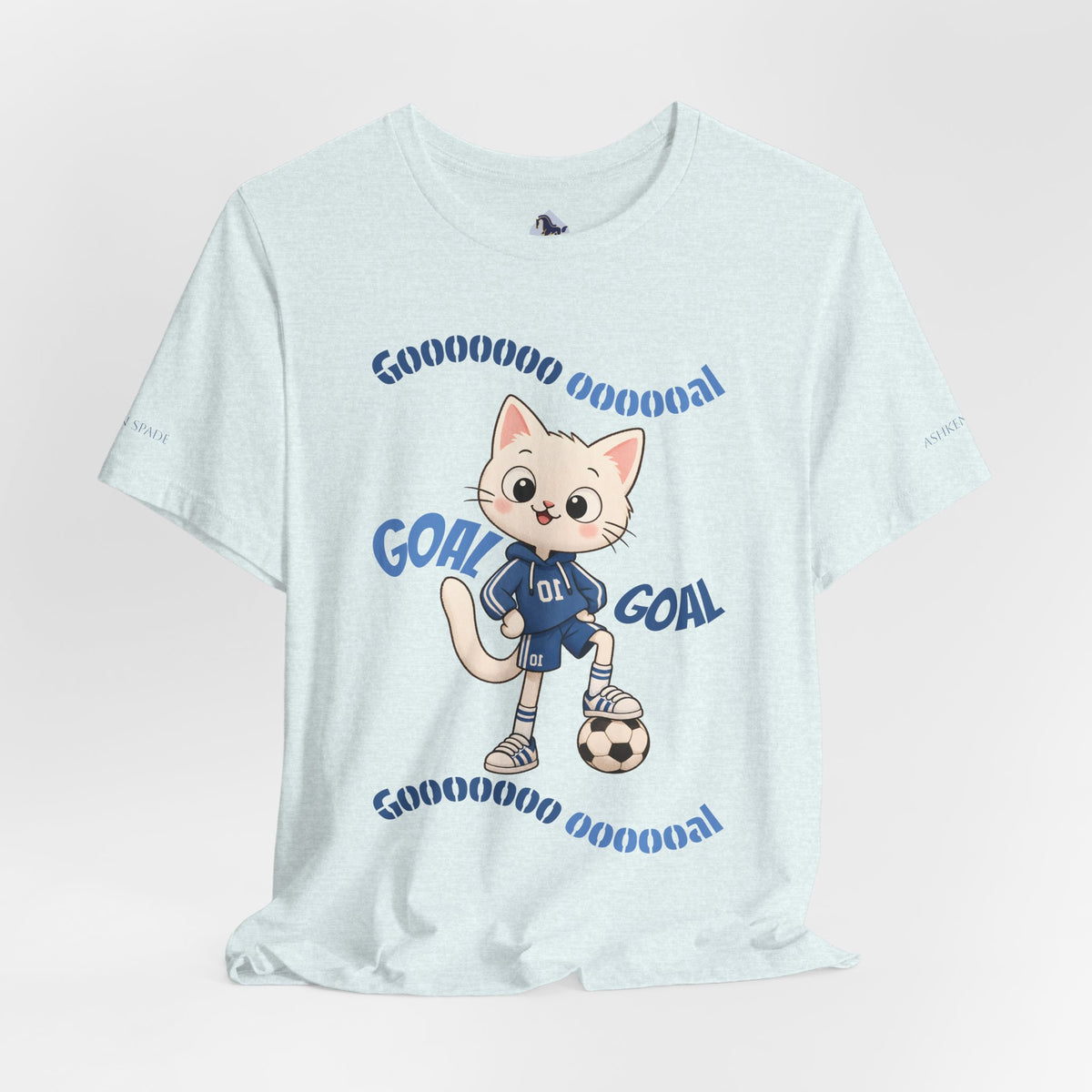 Soccer Cat T-Shirt — Cute 'Goal! Gooooal' Kids & Youth Soccer Tee (Custom Name)