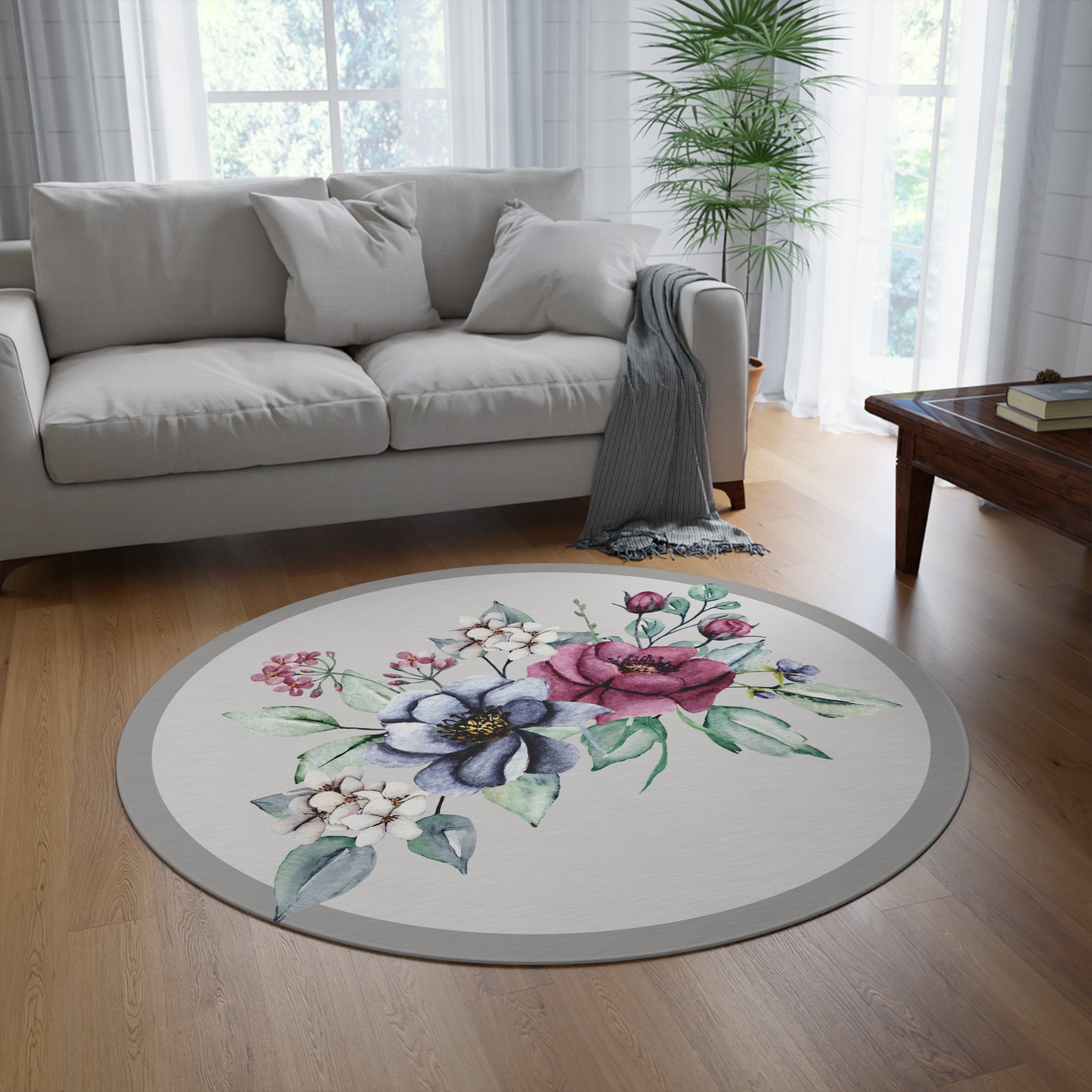 Copy of Floral Watercolor Round Rug