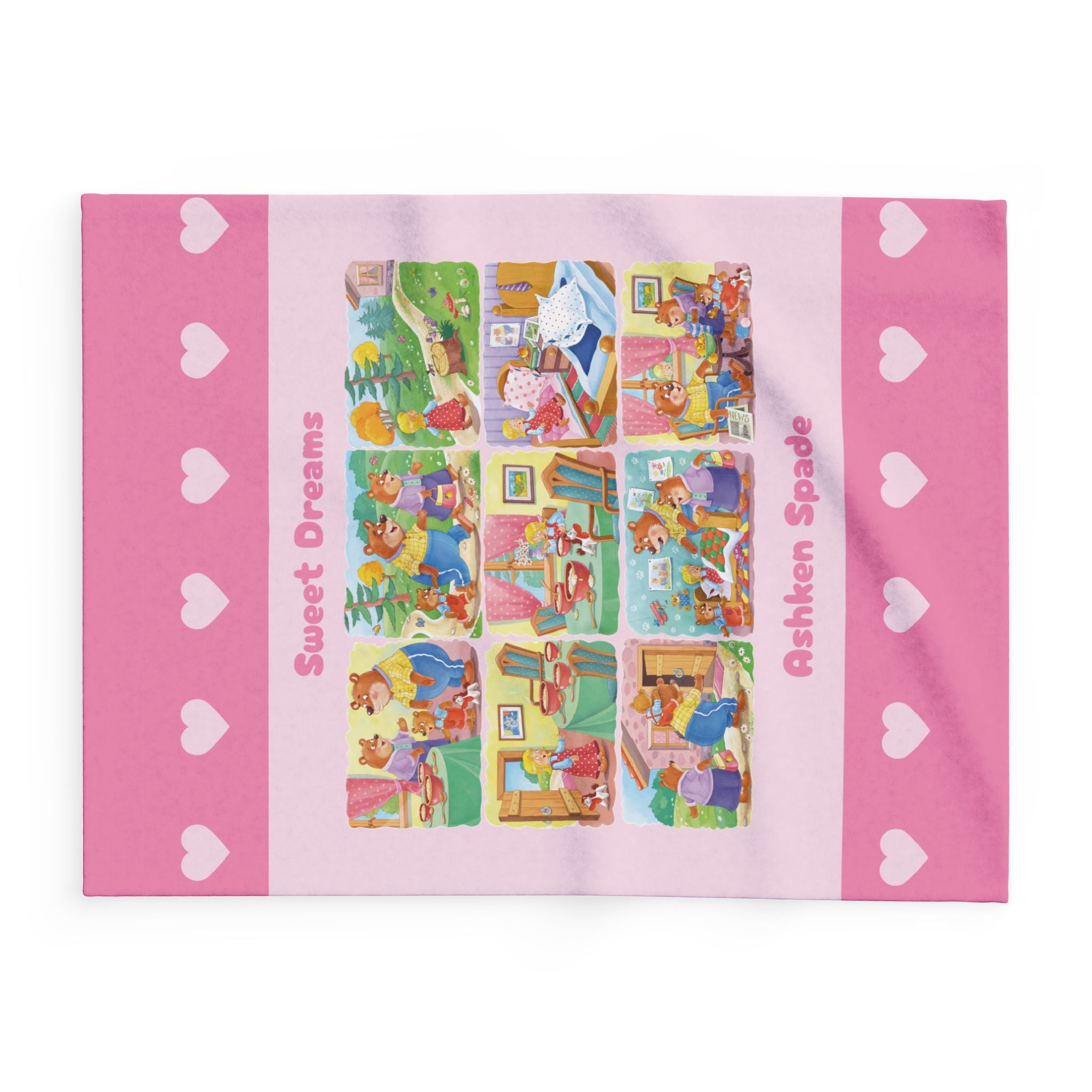 Bear FamilyPink Fleece Blanket
