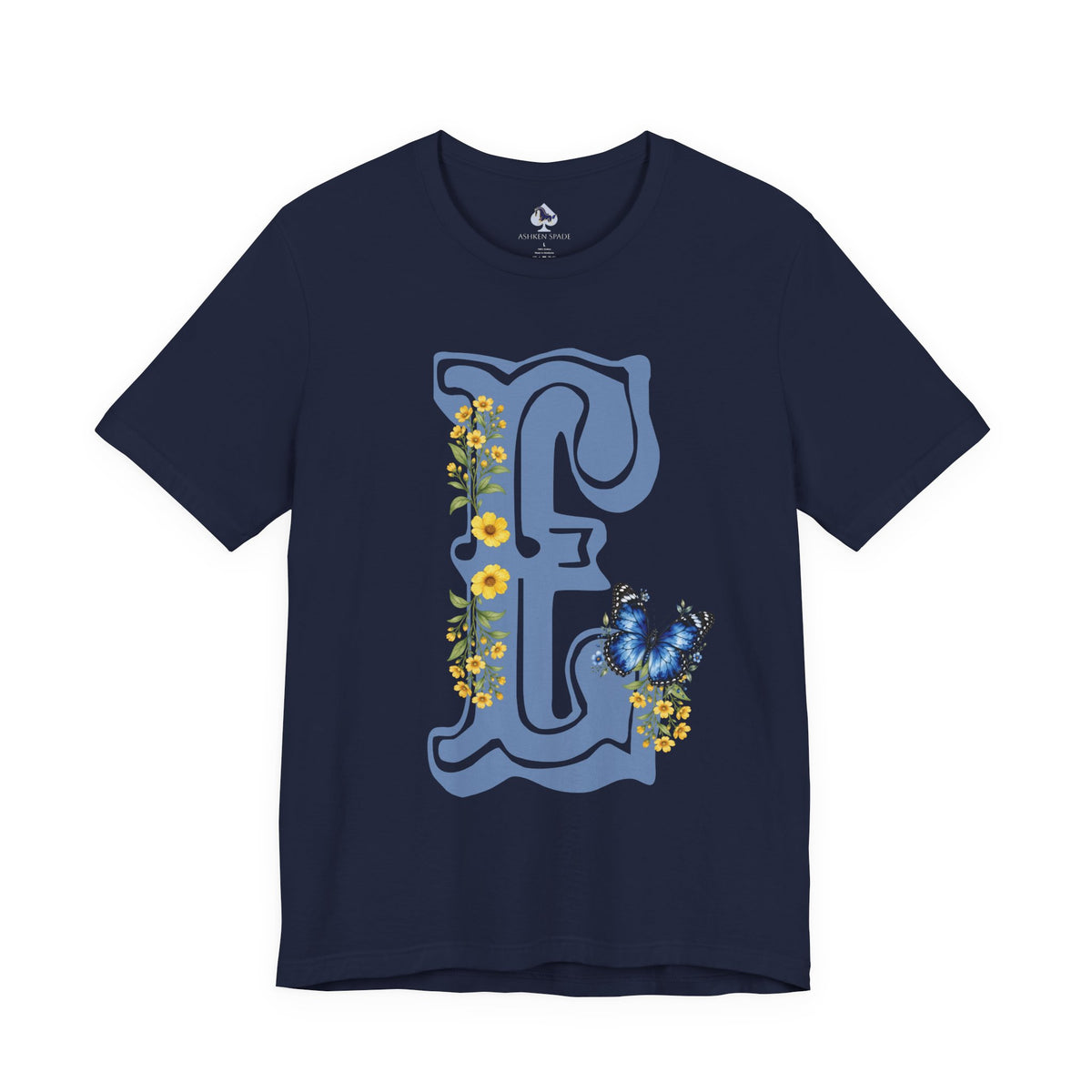 Floral Monogram E Letter T-Shirt