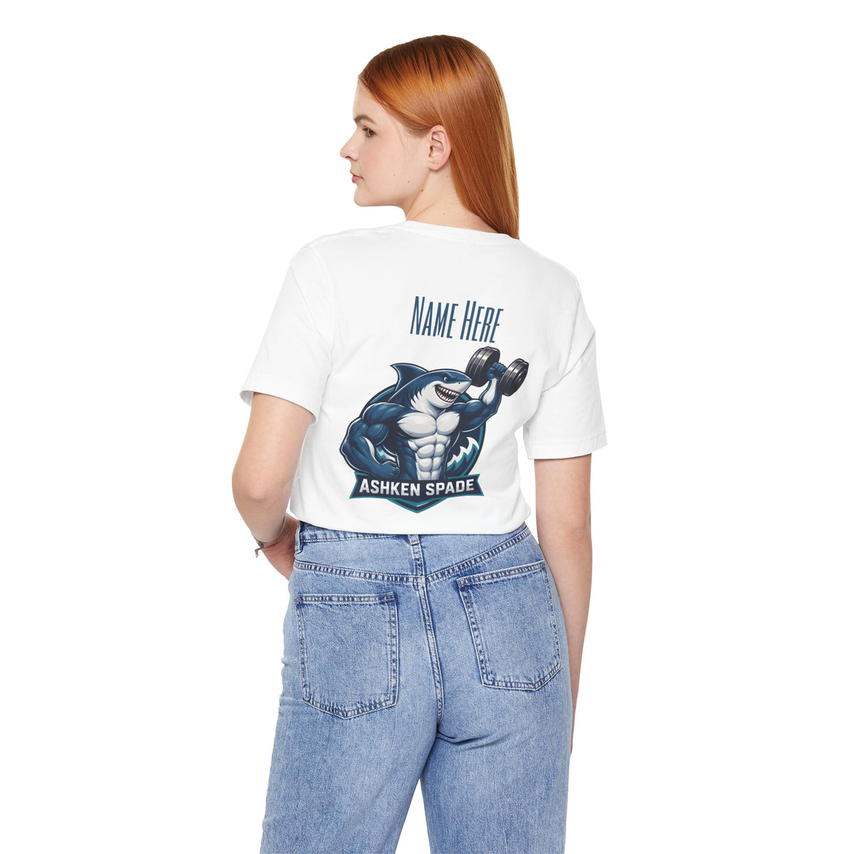 Ashken Spade Shark Weightlifter Personalized Graphic Tee