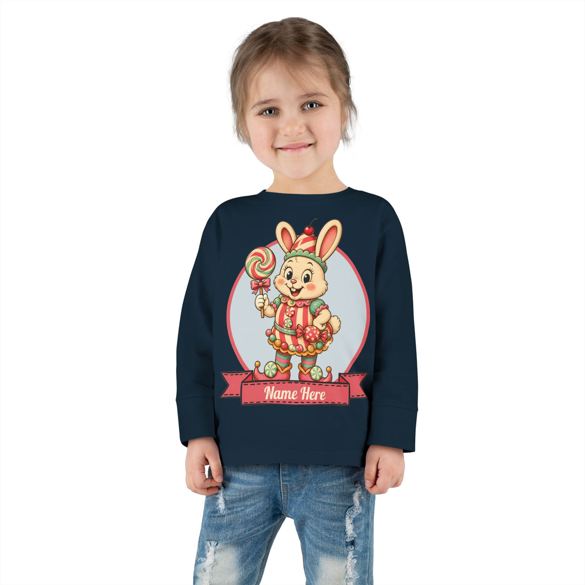 Personalized 'Bun Bon' Bunny Toddler Long Sleeve Tee