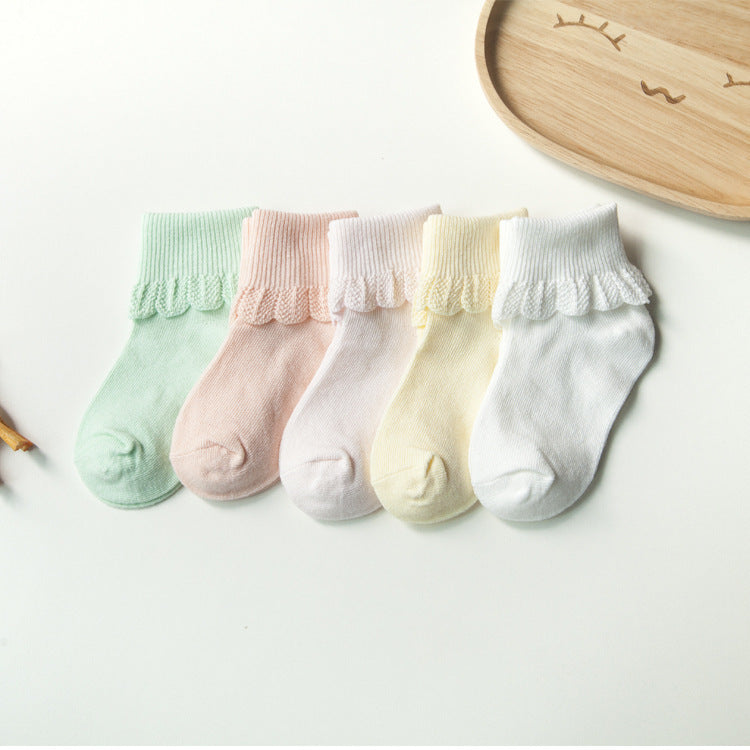 Lace Cotton Children's Socks Turn Over