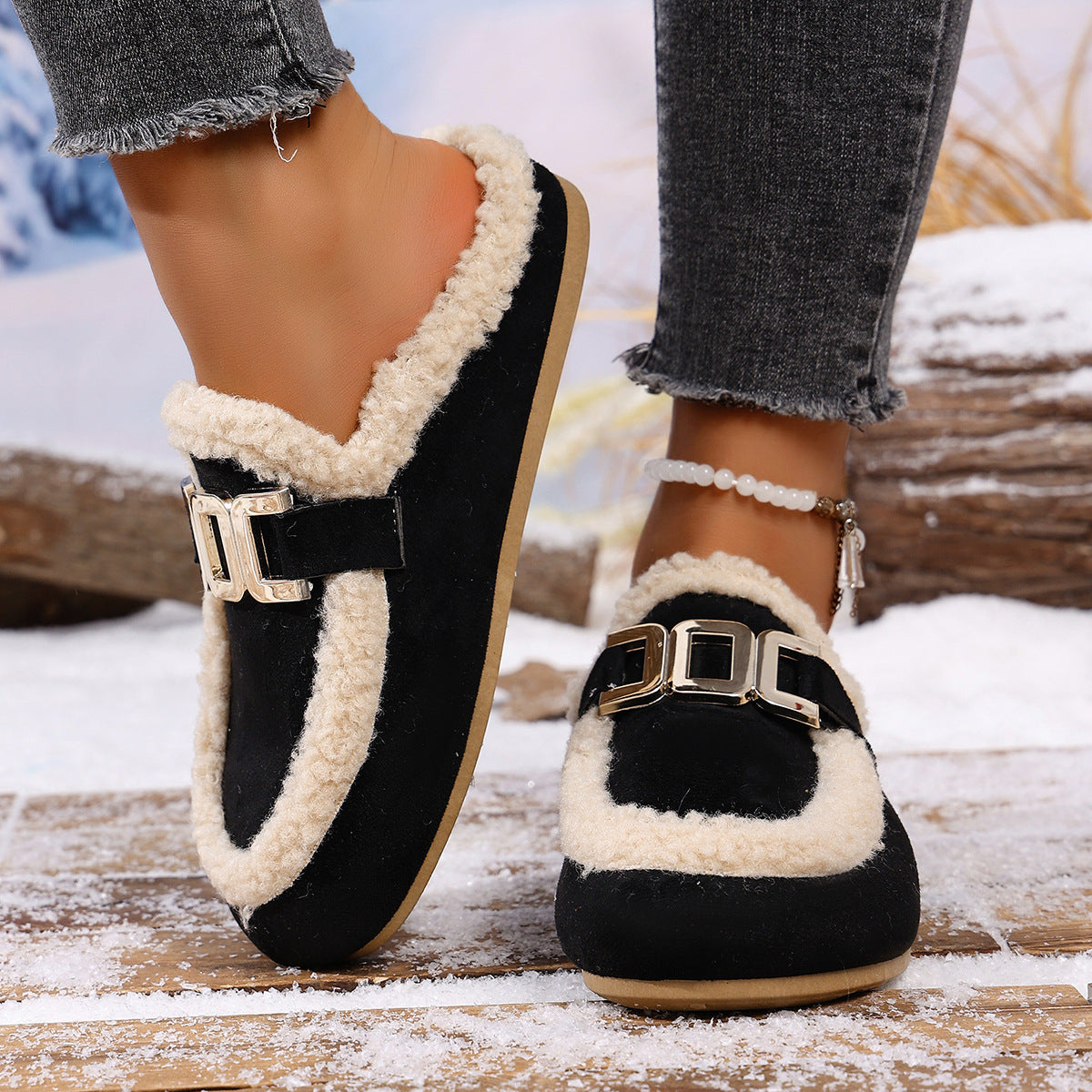 Winter New Birkenstock Closed Toe Fluffy Shoes