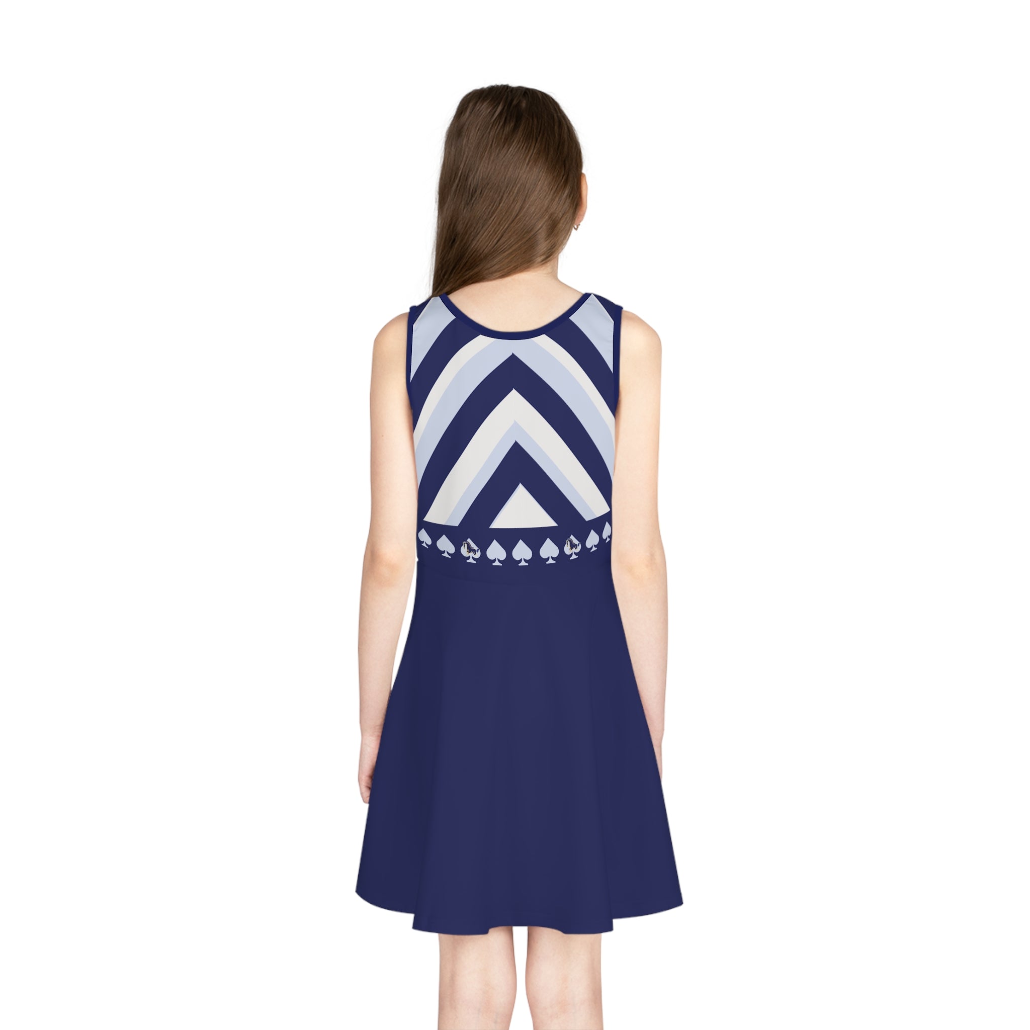 Navy Geometric Chevron Girls' Sundress