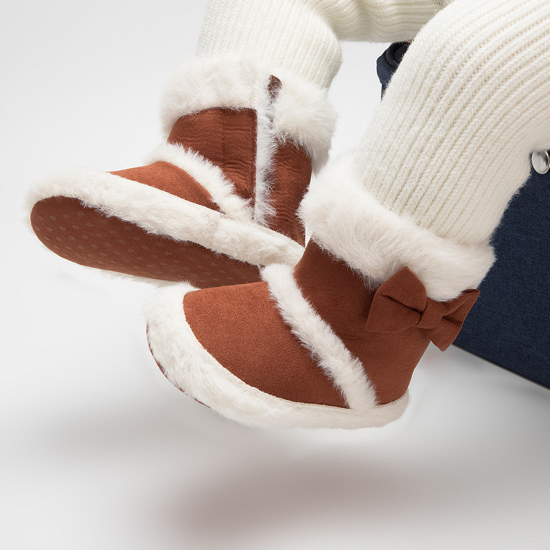 Baby Soft-Soled Toddler Bow Plush Boots