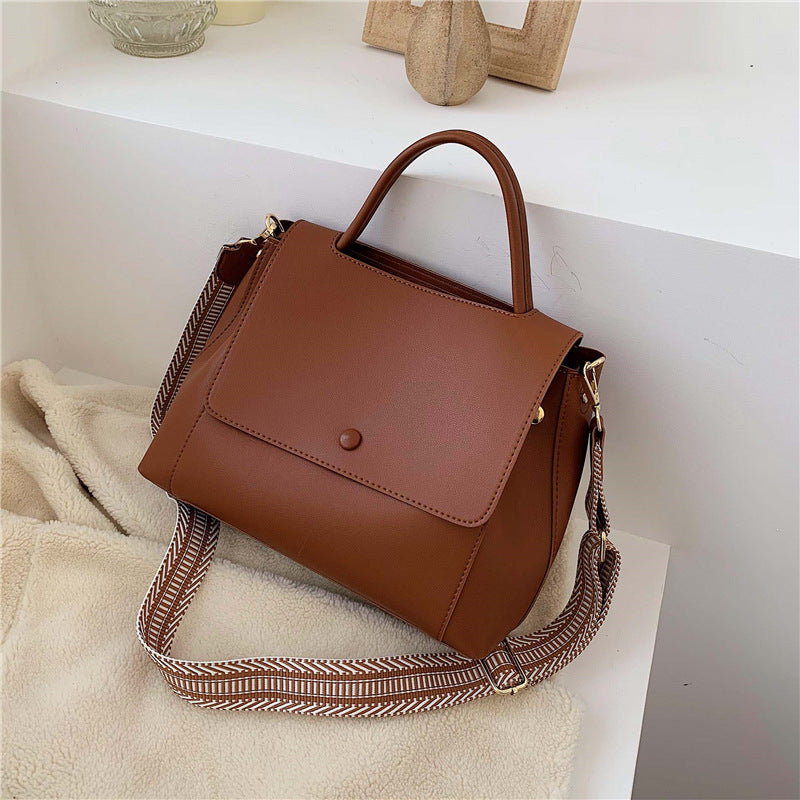 All-match Solid Color Messenger Bag Femal  Casual Retro