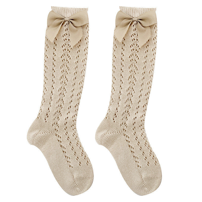 Children's Hollow Lace Bow Stockings Baby Thin Socks