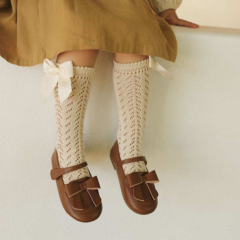 Children's Hollow Lace Bow Stockings Baby Thin Socks