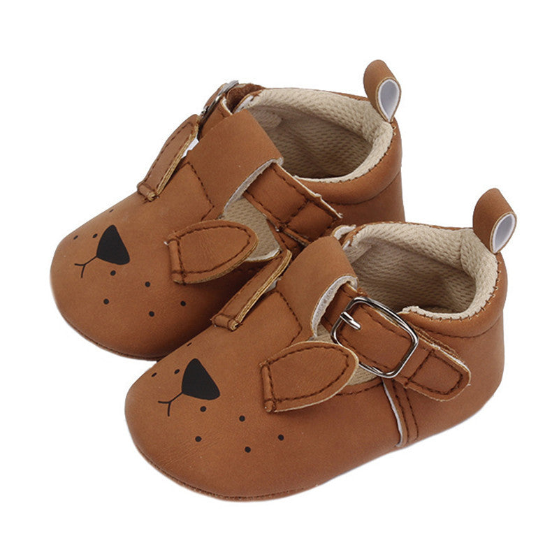 Toddler Cartoon Animal Soft Sole Retro Nubuck Leather Shoes