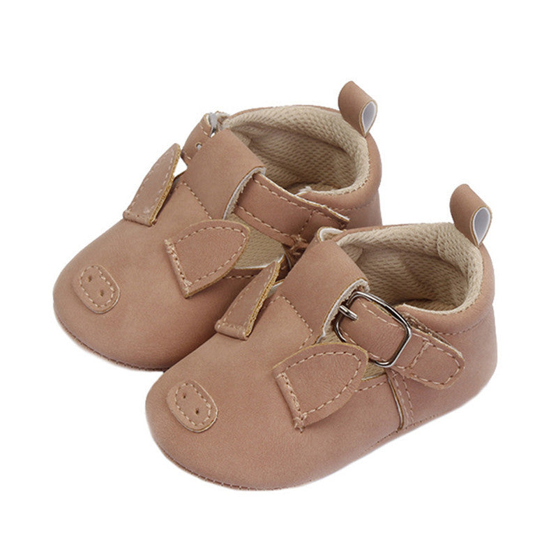 Toddler Cartoon Animal Soft Sole Retro Nubuck Leather Shoes