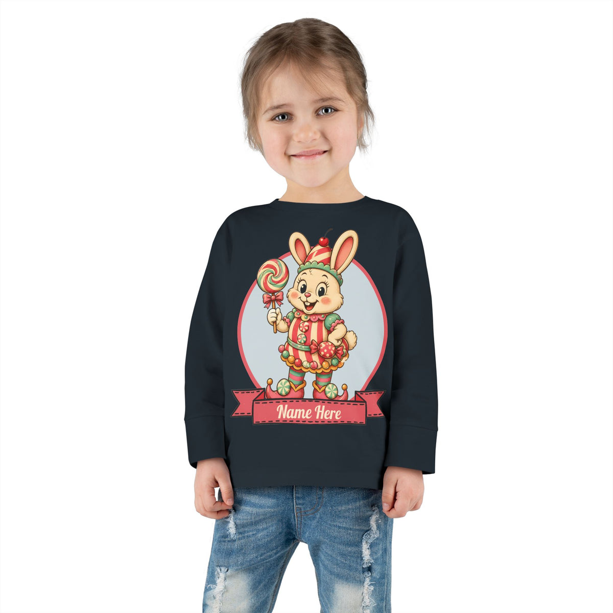 Personalized 'Bun Bon' Bunny Toddler Long Sleeve Tee