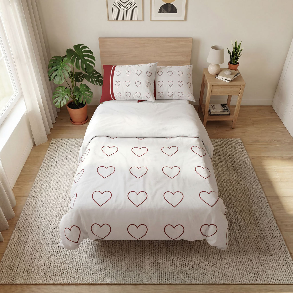 Romantic Heart Pattern Quilt Cover Set