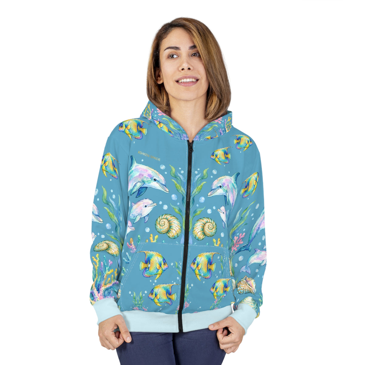 Underwater Dolphin Reef Zip Hoodie