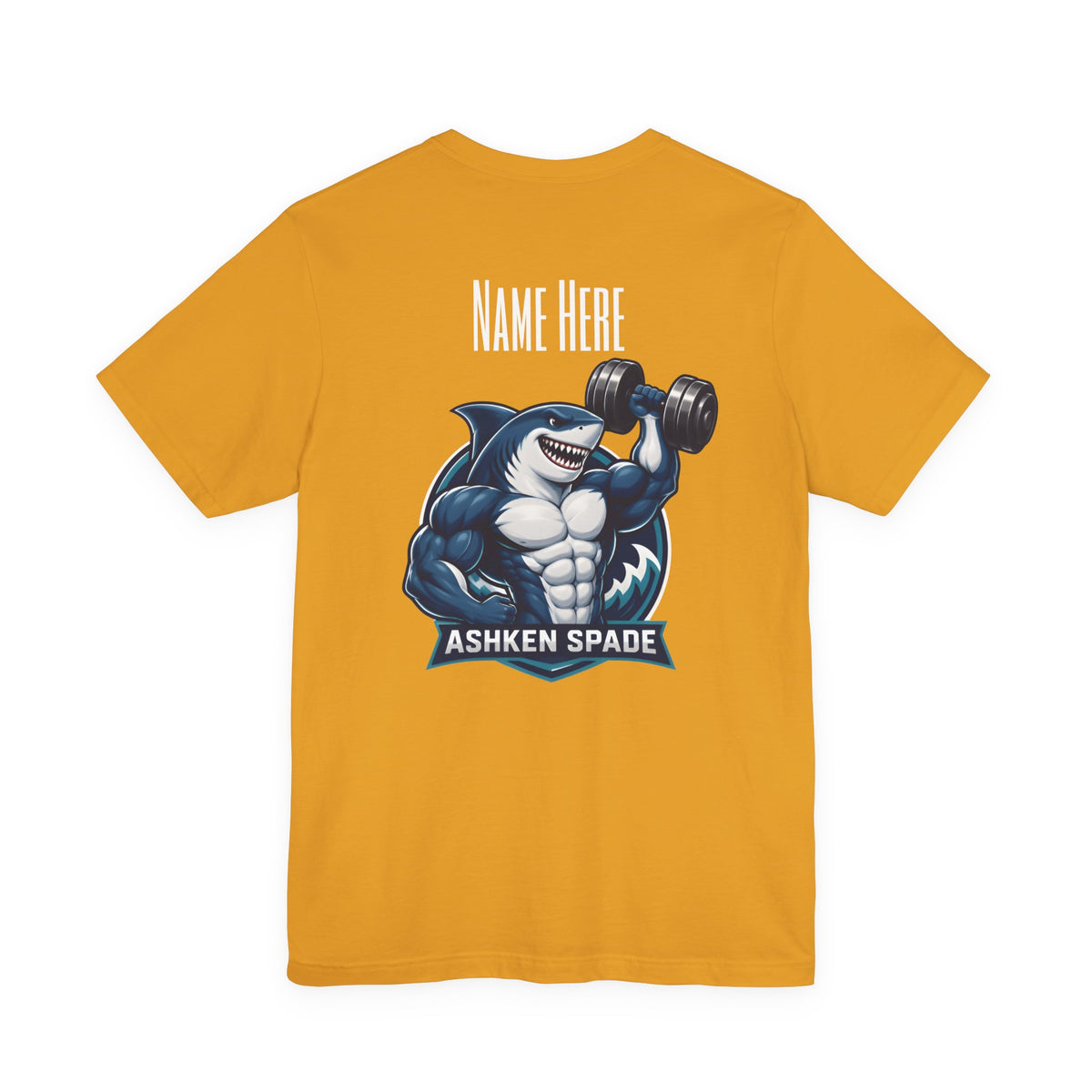 Ashken Spade Shark Weightlifter Personalized Graphic Tee