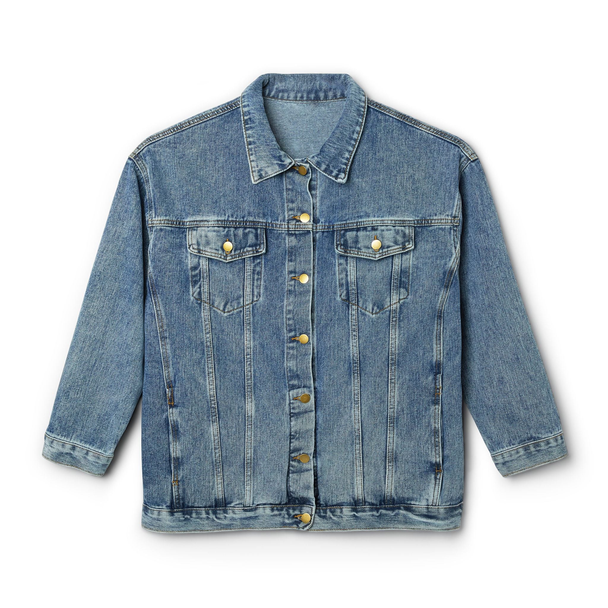 Women's Vintage-Style Embroidered Floral Denim Jacke