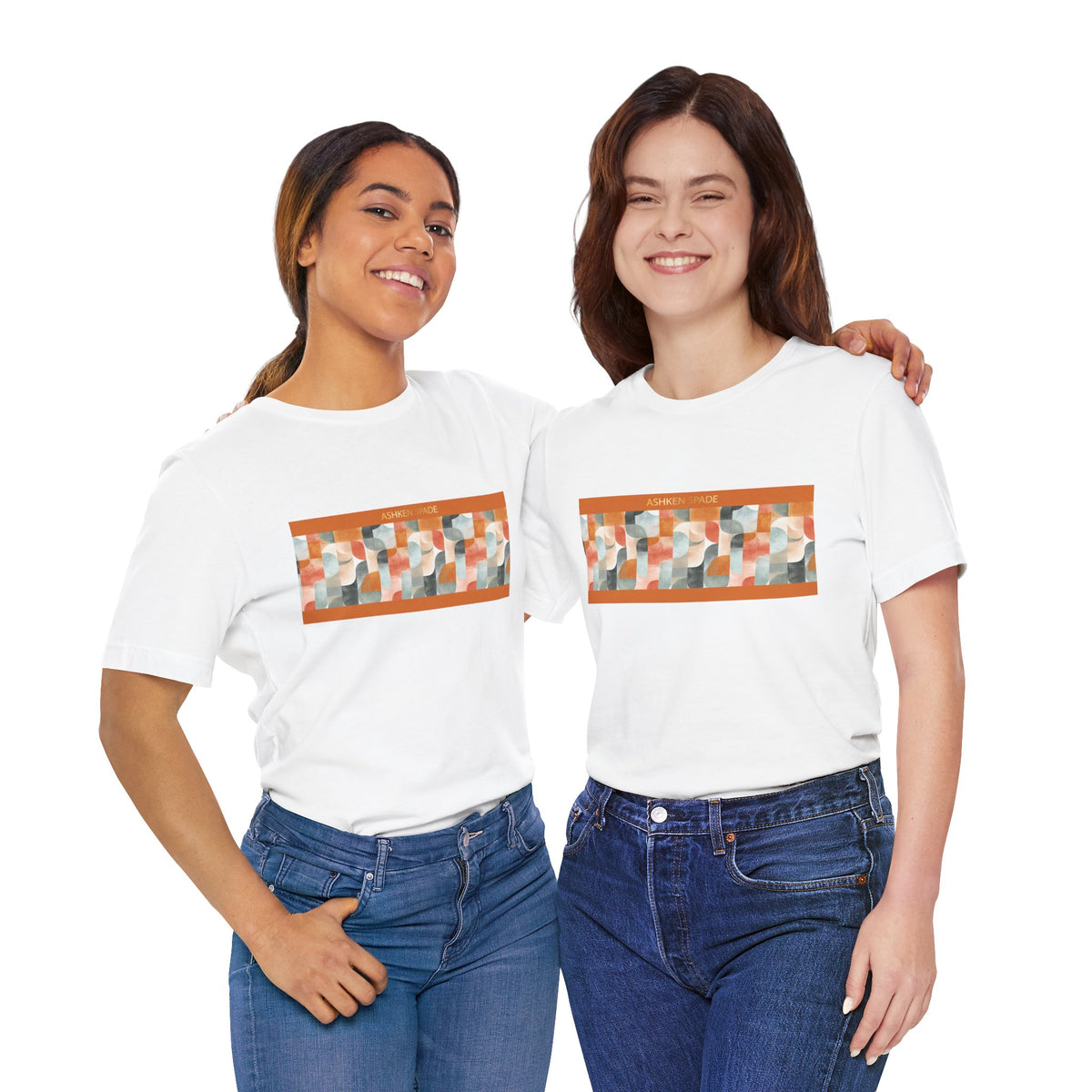 Geometric Orange Retro Strokes T‑Shirt