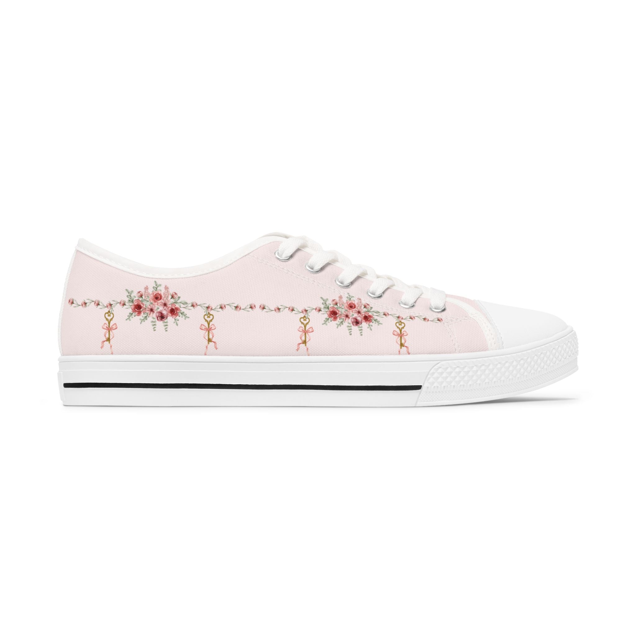 Women's Pink Rose Chain Low Top Sneakers