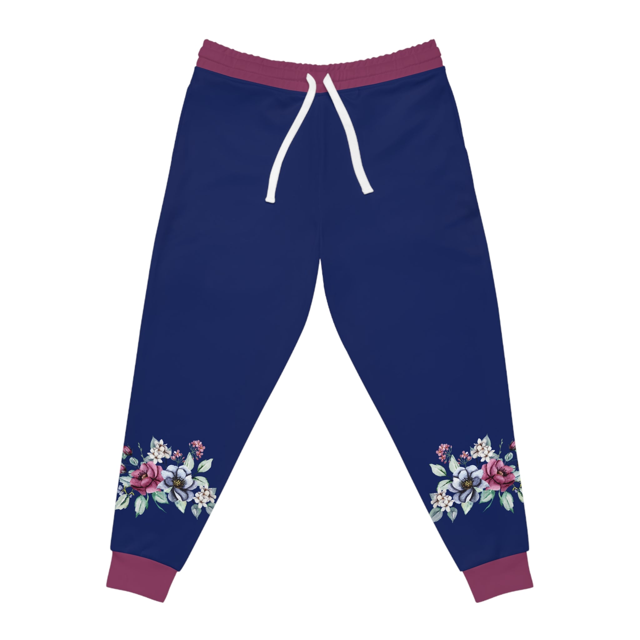 Navy Joggers with Rose Corner Print