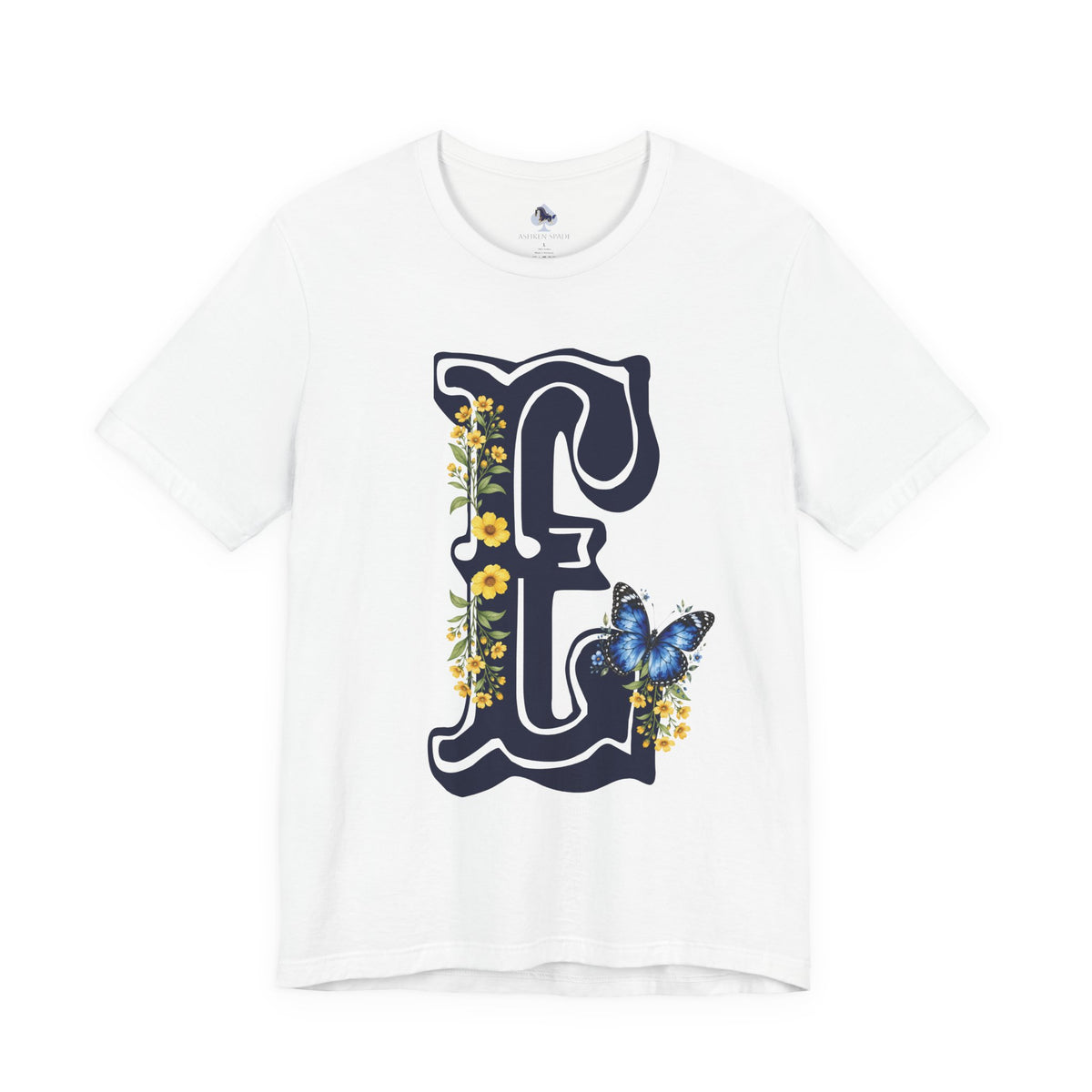 Floral Monogram E Letter T-Shirt