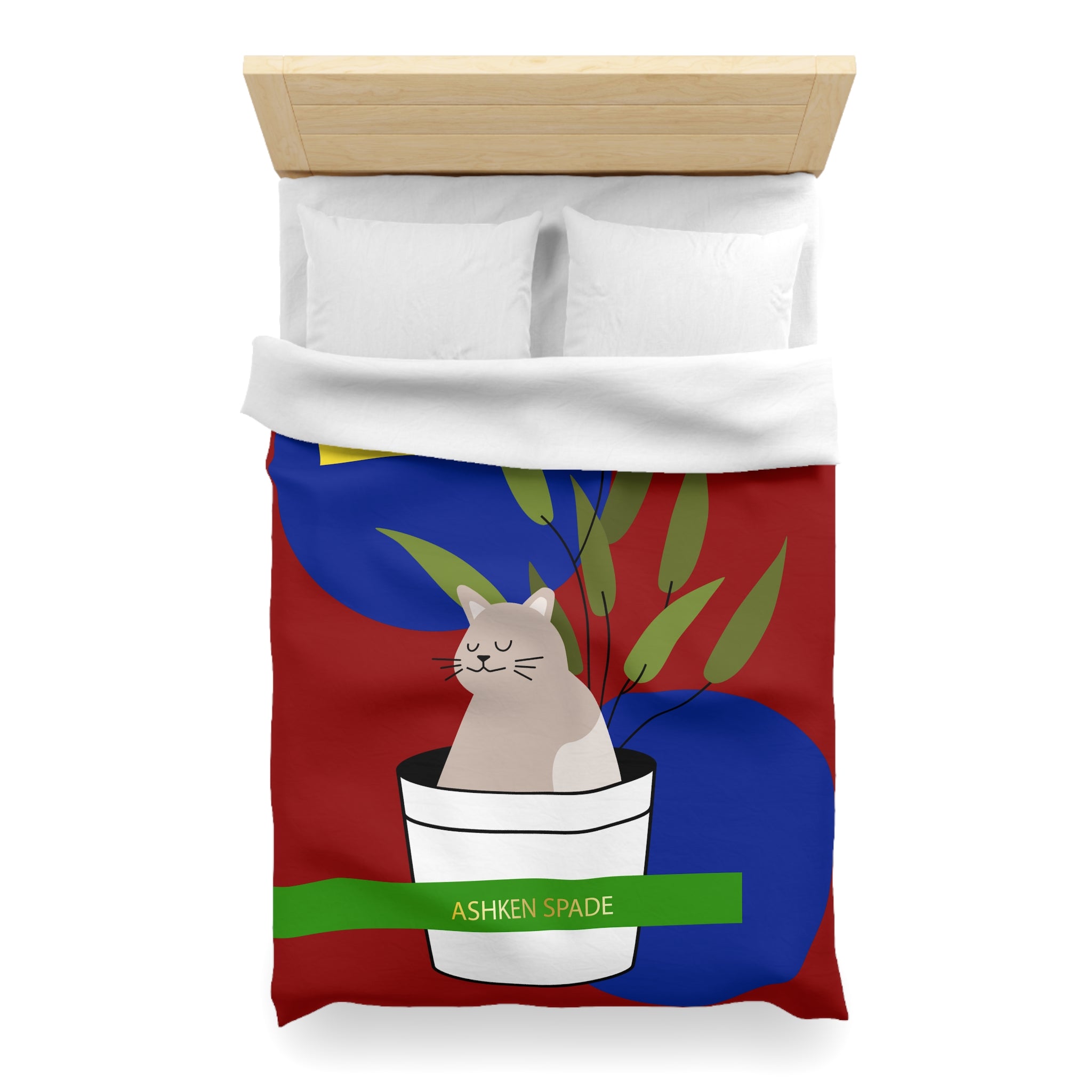 Red Cozy Cat & Plant Duvet Cover