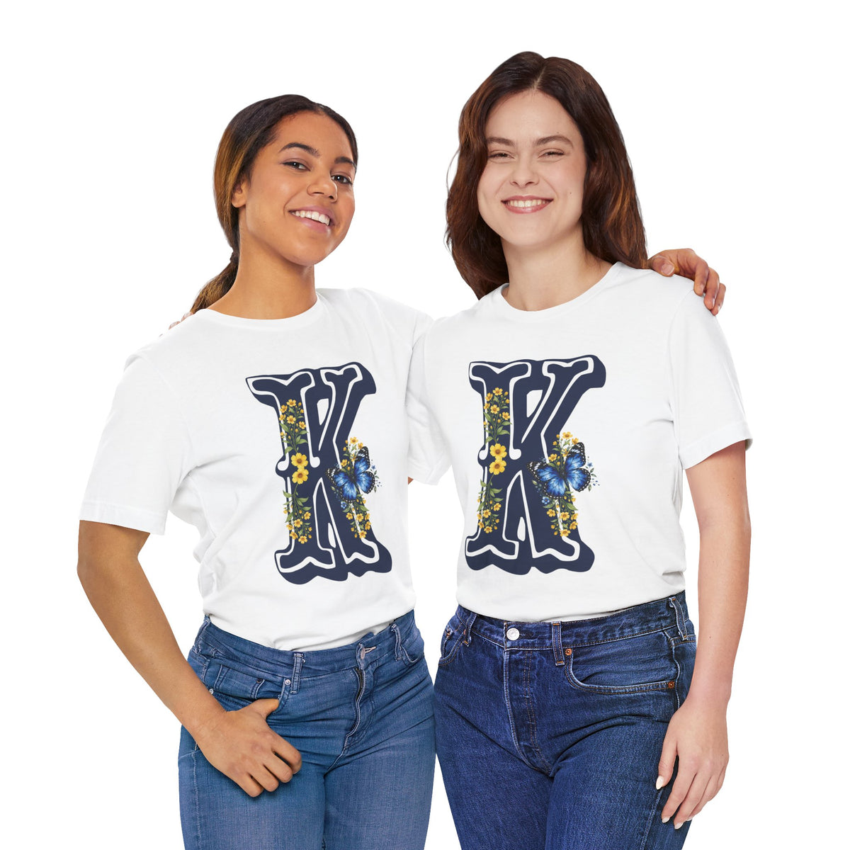 Floral Butterfly Letter K T-Shirt