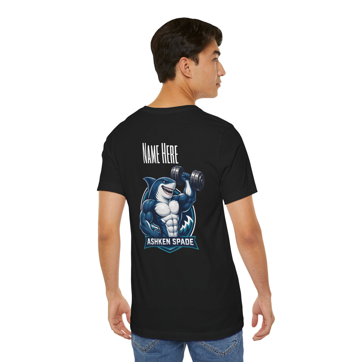 Ashken Spade Shark Weightlifter Personalized Graphic Tee