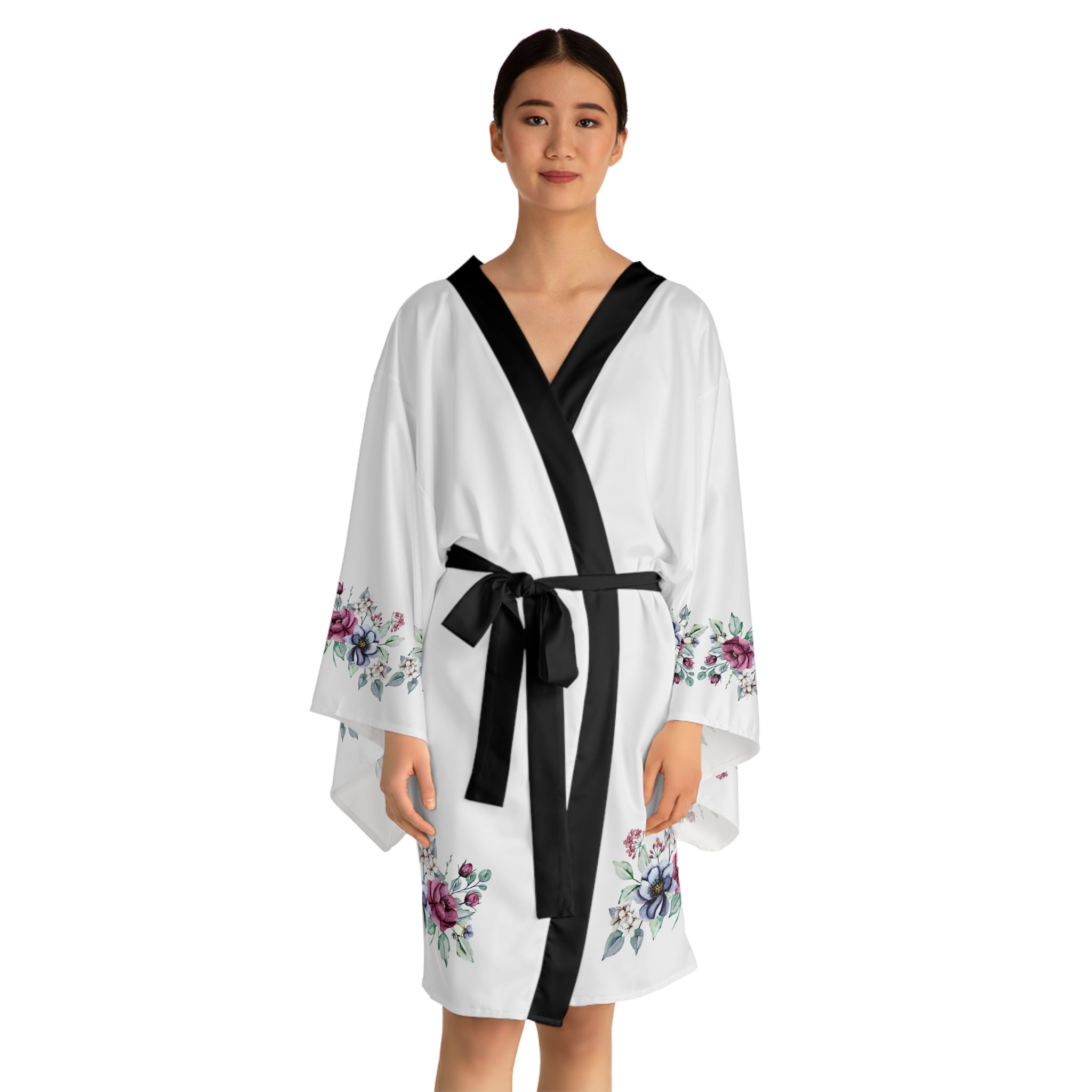 Navy Floral Kimono Robe