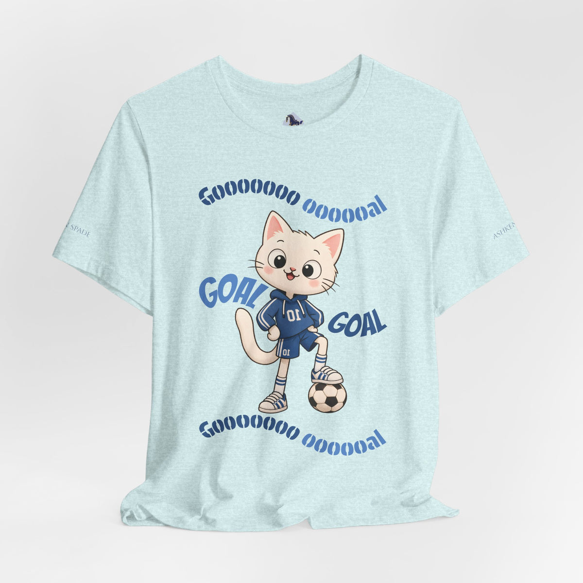 Soccer Cat T-Shirt — Cute 'Goal! Gooooal' Kids & Youth Soccer Tee (Custom Name)