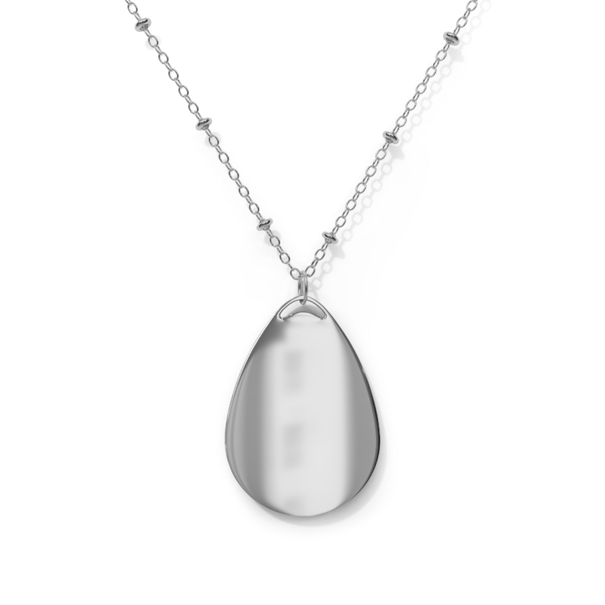 Floral Bear Engraved Teardrop Necklace