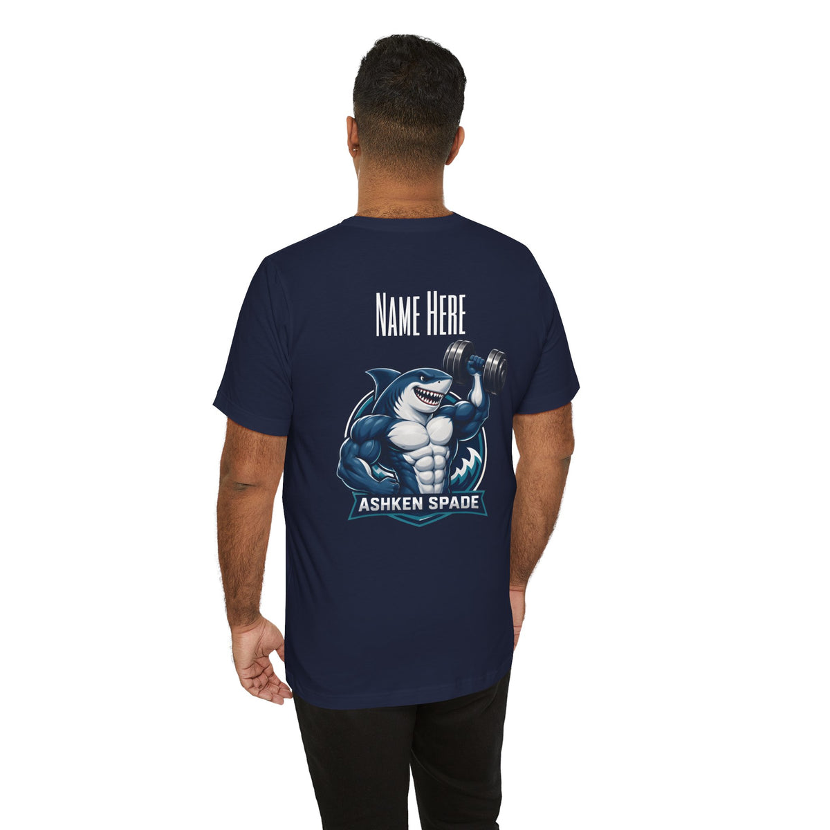 Ashken Spade Shark Weightlifter Personalized Graphic Tee