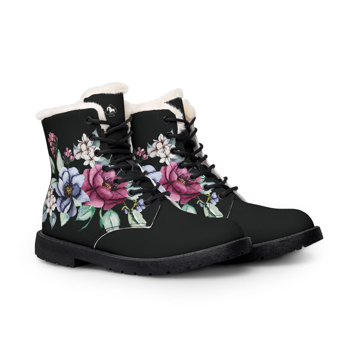 Floral Shearling-Lined Leather Boots
