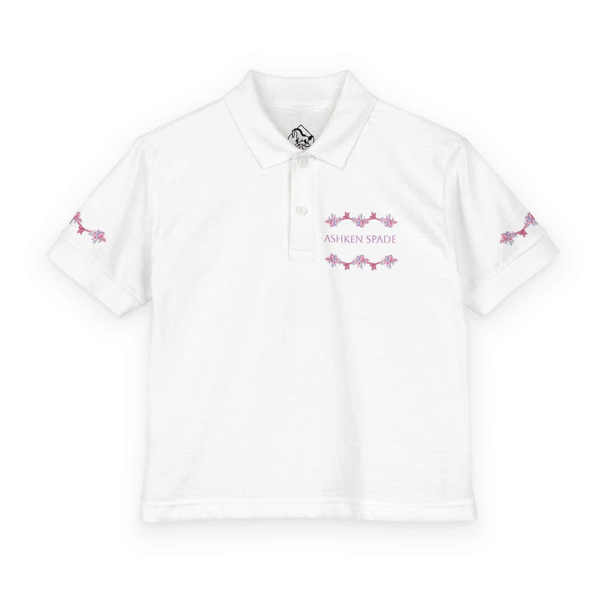 Youth Polo Shirt - Pink Floral Ribbon