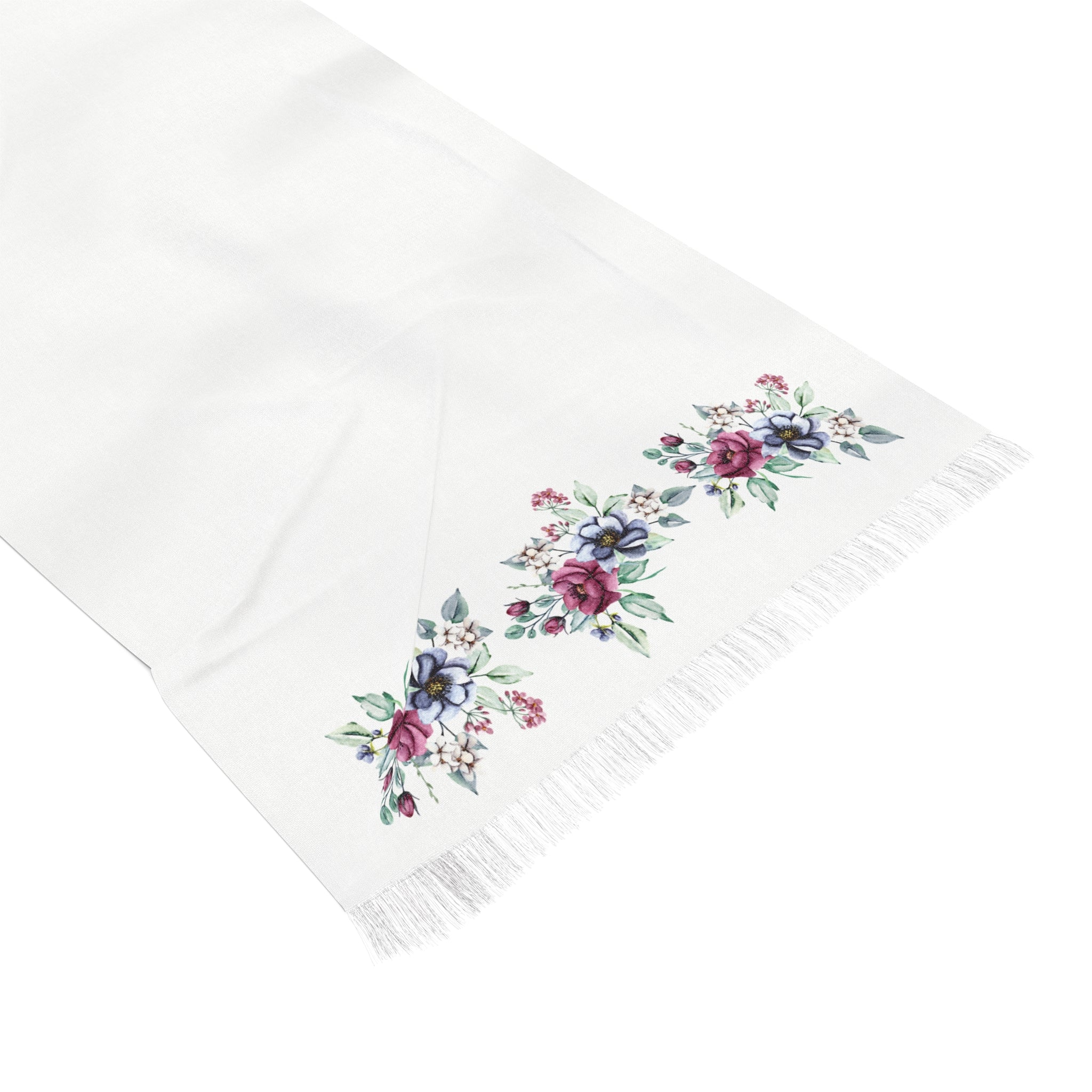 Pastel Green Floral Border Scarf