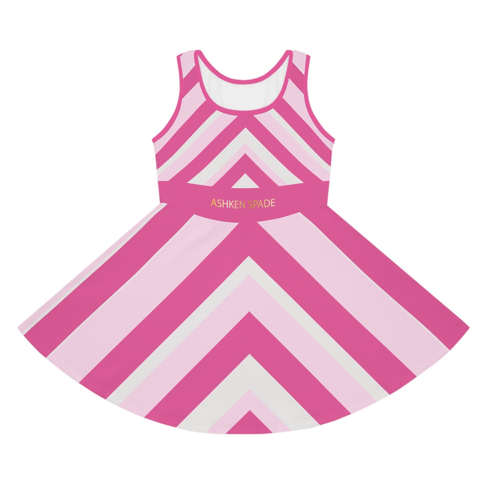 Pink Geometric Chevron Girls' Sundress
