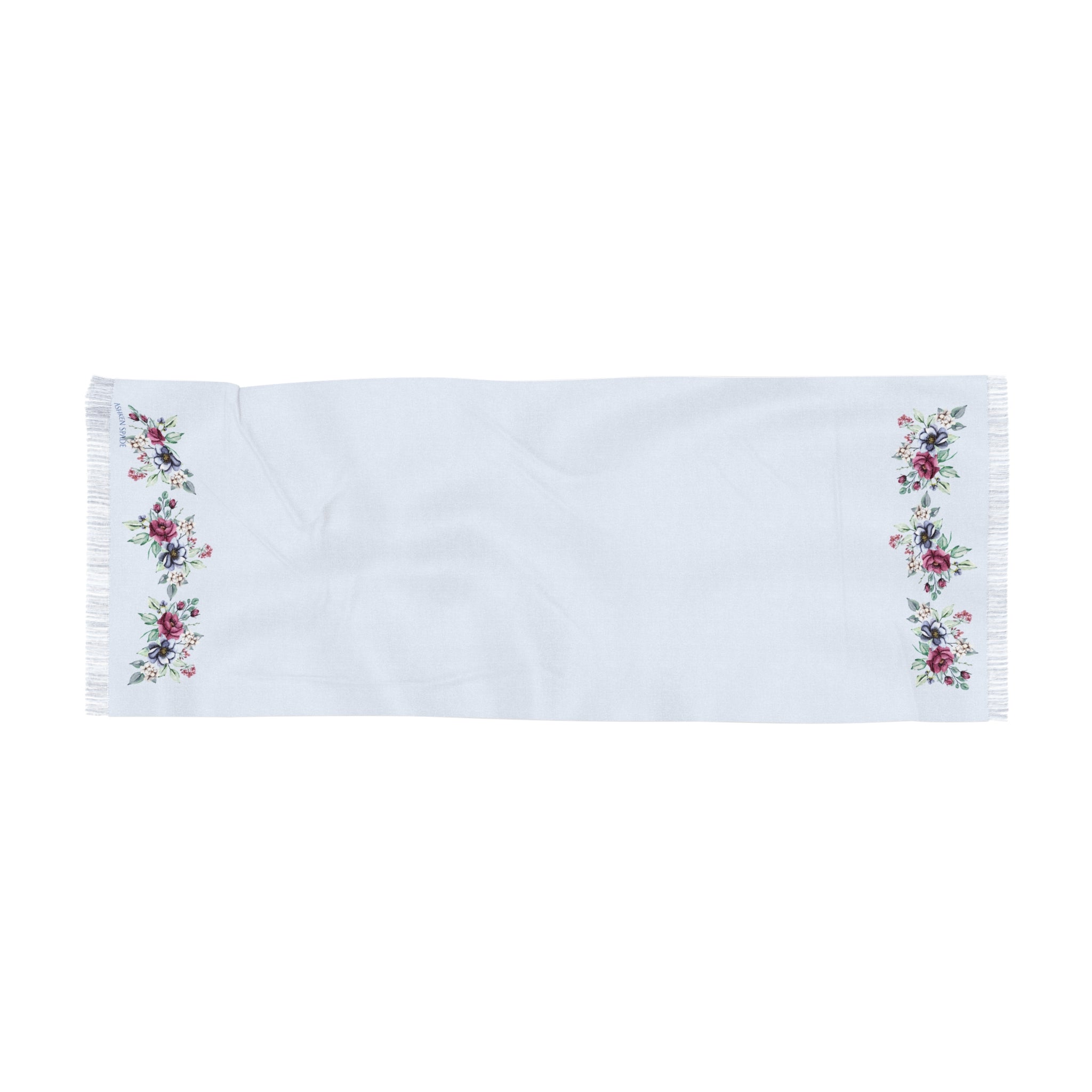 Pastel Blue Floral Border Scarf