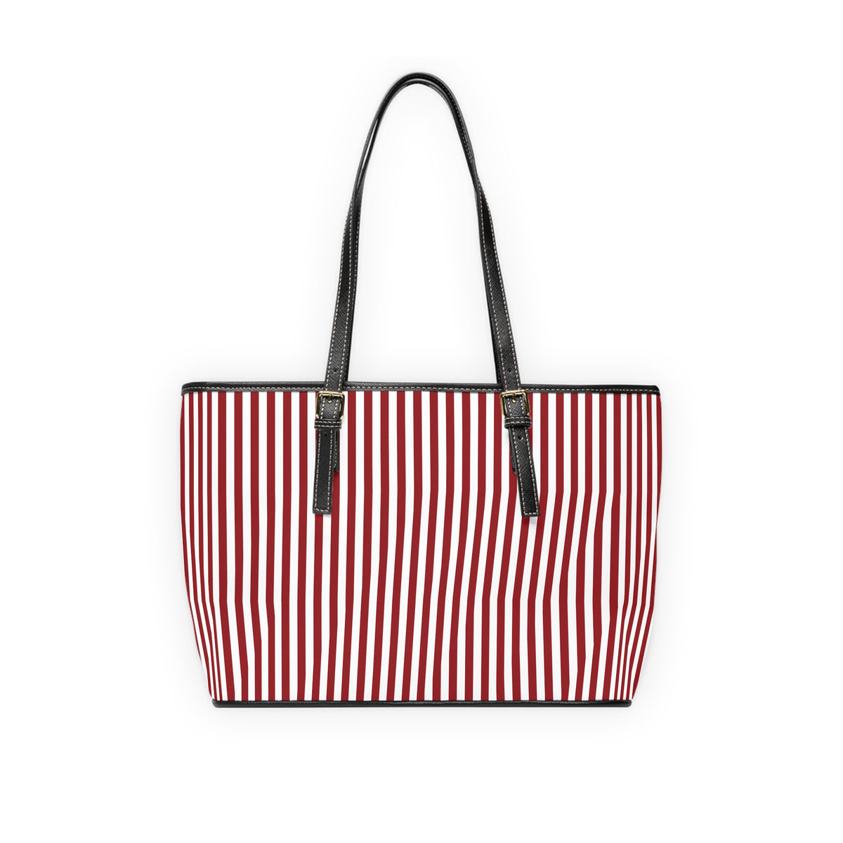 Red and White Striped PU Leather Shoulder Bag
