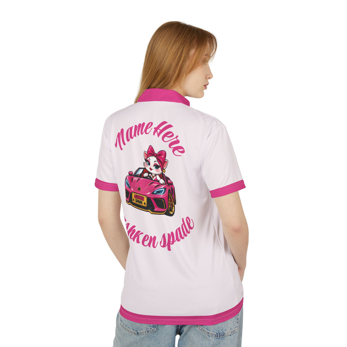 Pink and White Polo Shirt