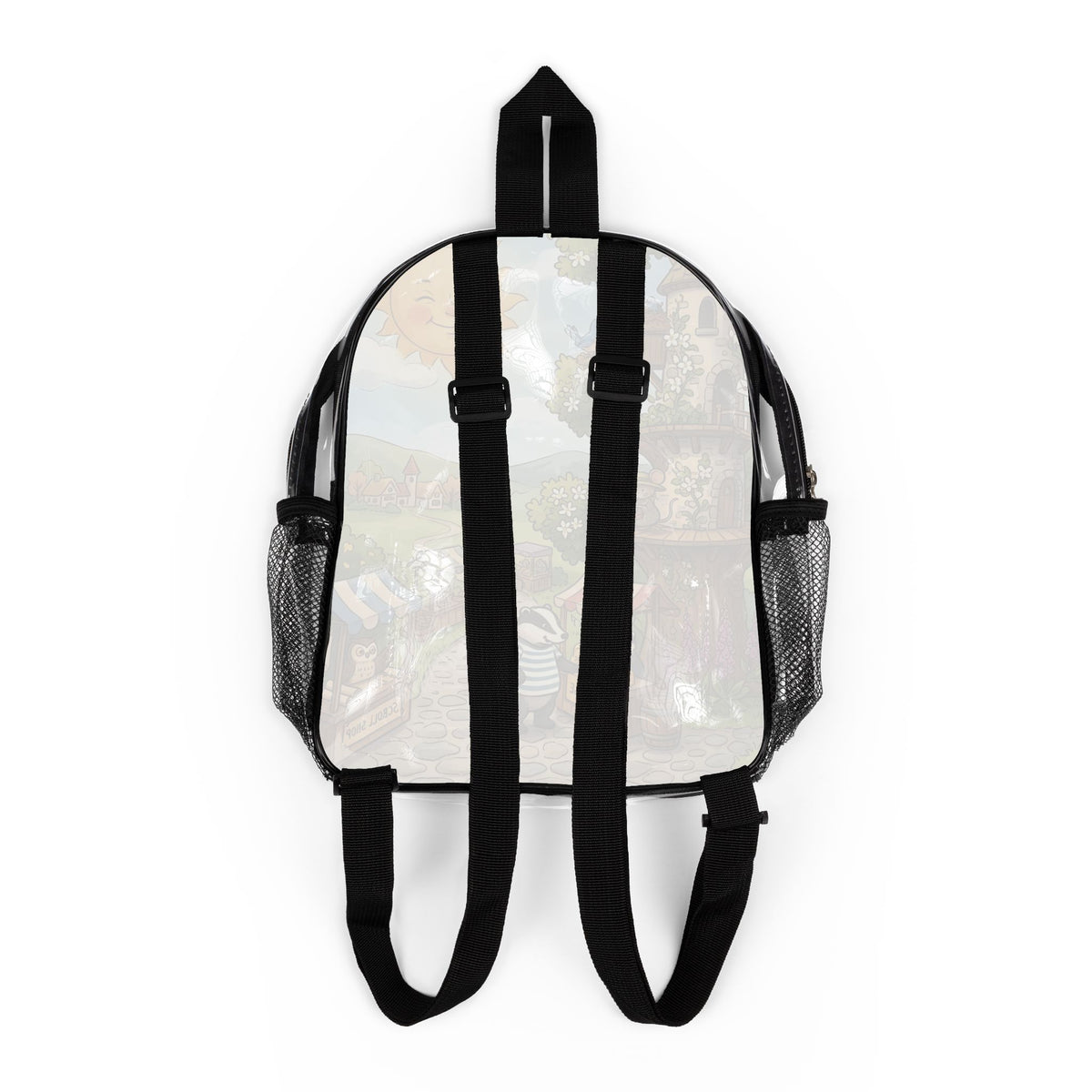 Clear Backpack with Whimsical Market Scene