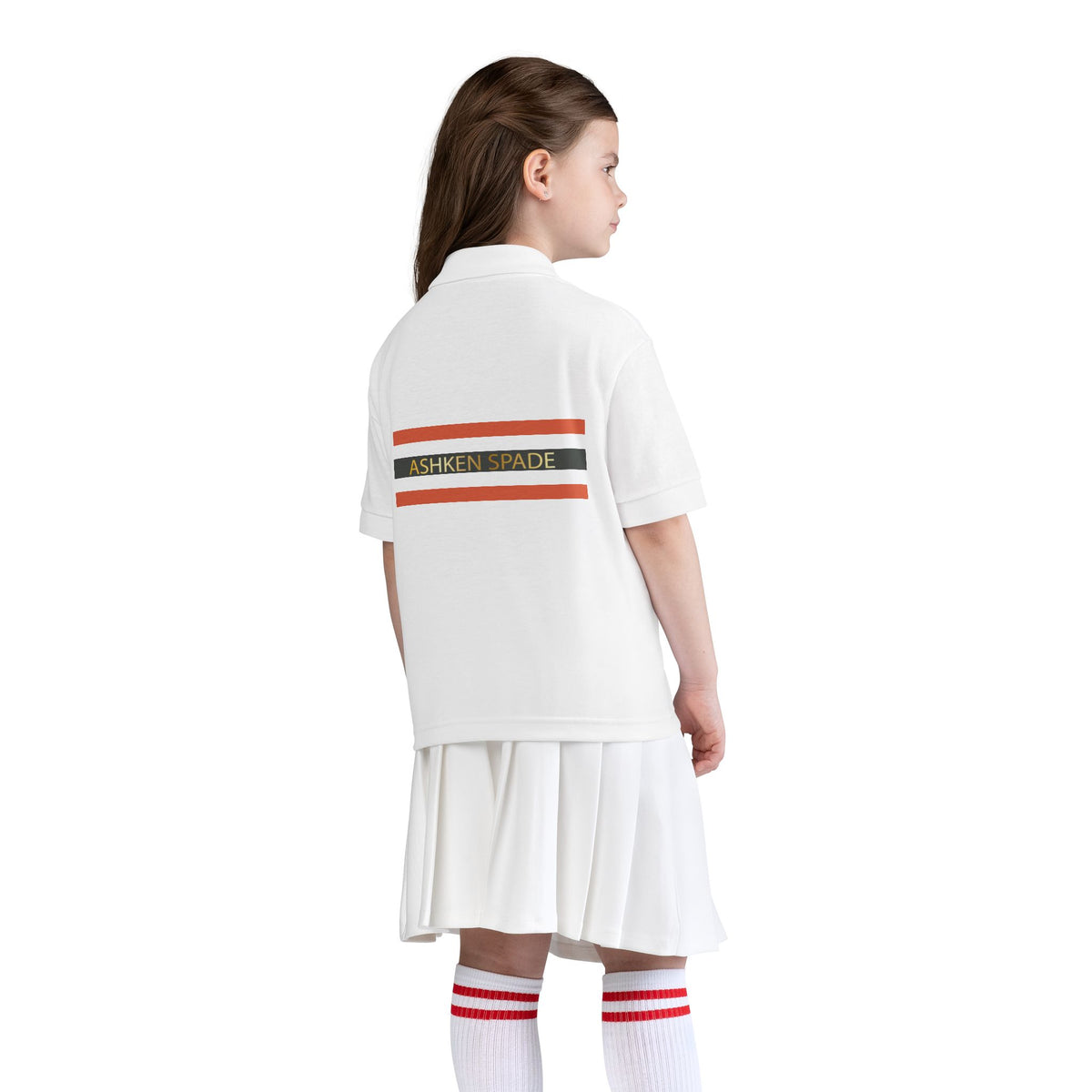 Youth Polo Shirt — 'Ashken Spade' Retro Stripe Chest & Back Logo
