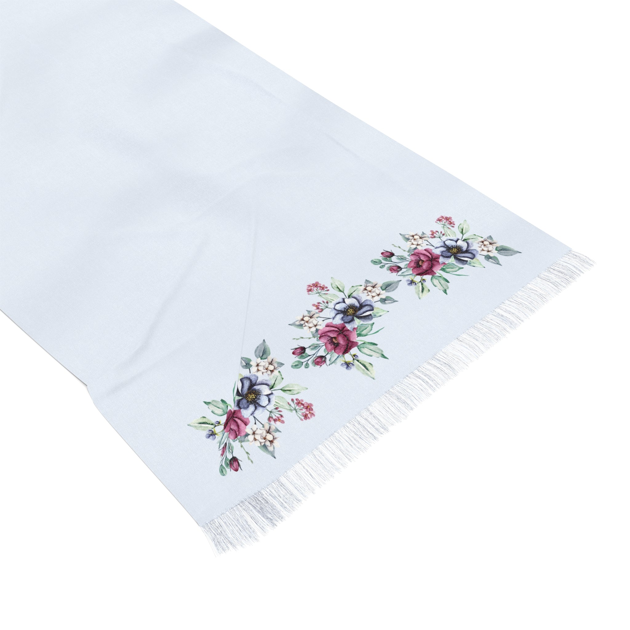 Pastel Blue Floral Border Scarf