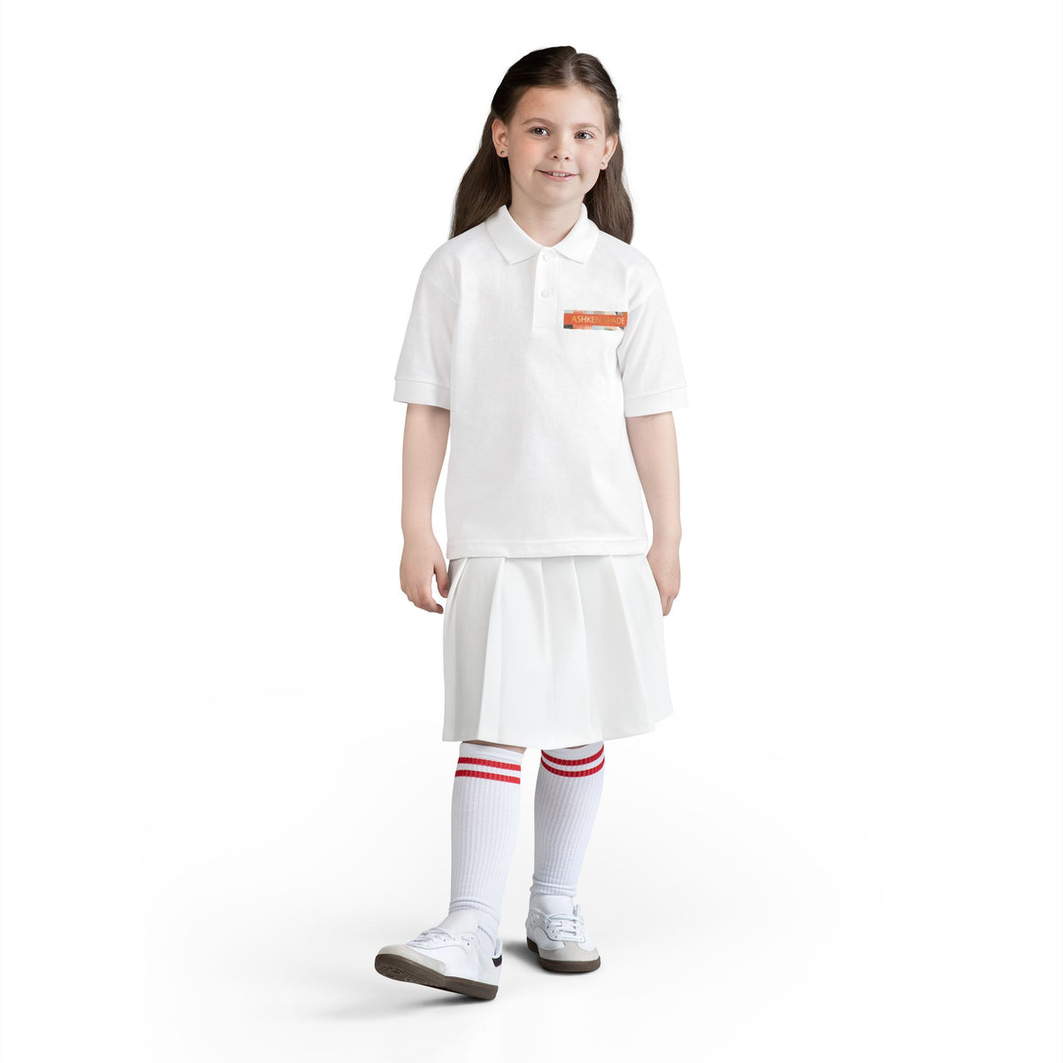 Youth Polo Shirt — 'Ashken Spade' Retro Stripe Chest & Back Logo